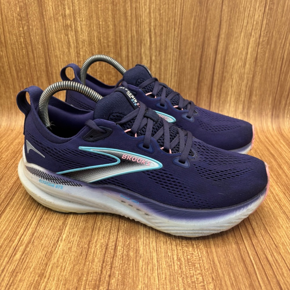 Brooks Glycerin 22 GTS Running Shoes Womens 8.5 Navy Purple Blue 1204351B429